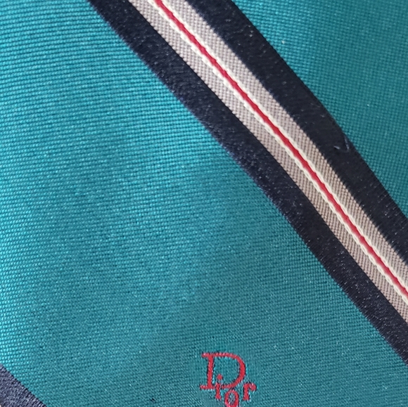 ⭐DIOR | Vintage Green Logo Striped Tie Spring Wedding Easter Graduation Party - Picture 2 of 16